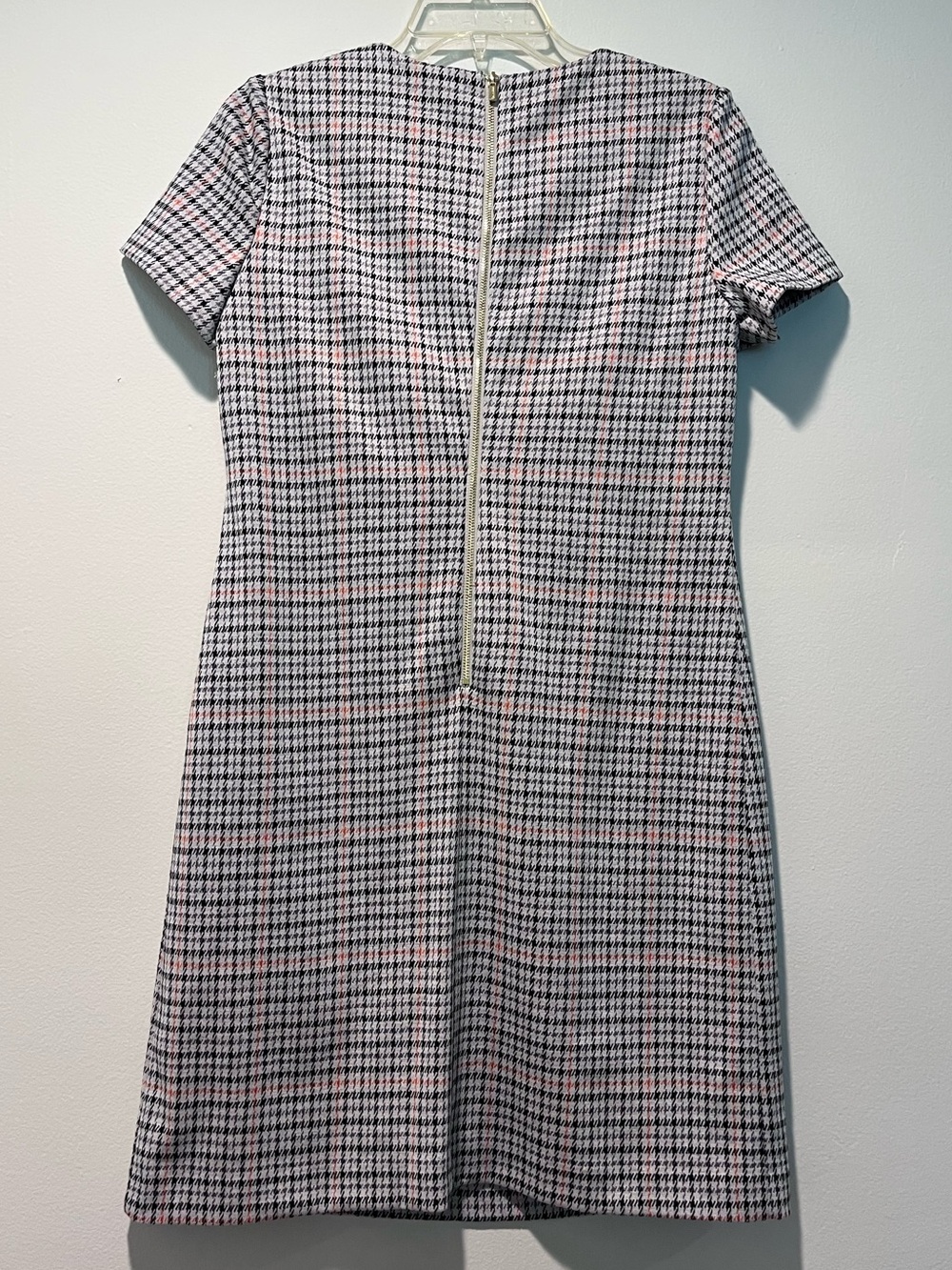 Calvin Klein Plaid Mini Shift Dress in Beige and Black - Picture 3 of 6